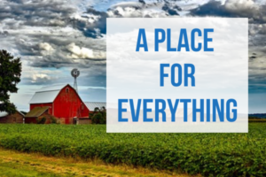 Red Barn with Title "A Place for Everything"